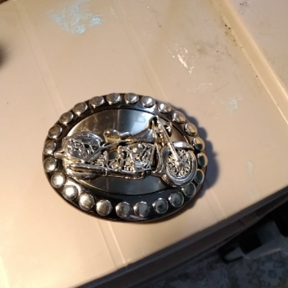 Silver Motorcycle Belt Buckle